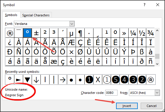 How to Make a Degree Symbol in Excel?