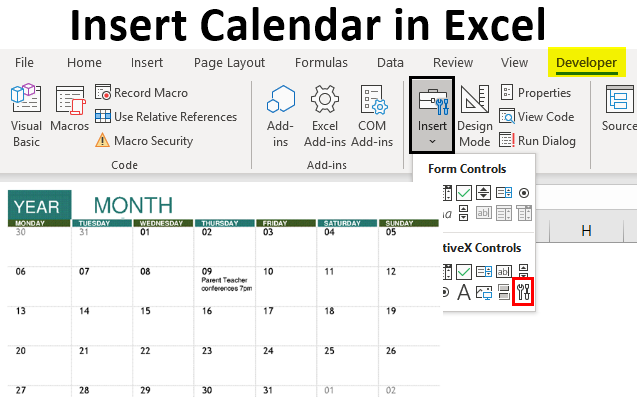 How to Insert Calendar in Excel?