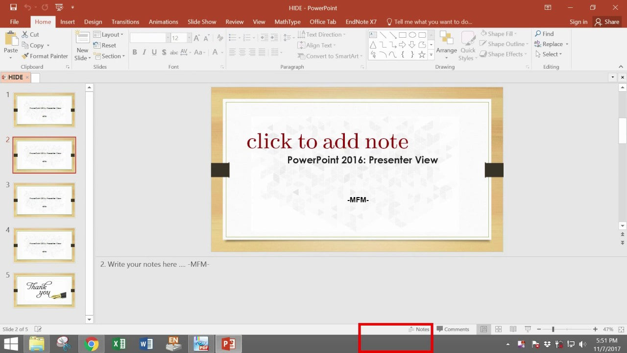 How to Hide Notes in Powerpoint While Presenting?