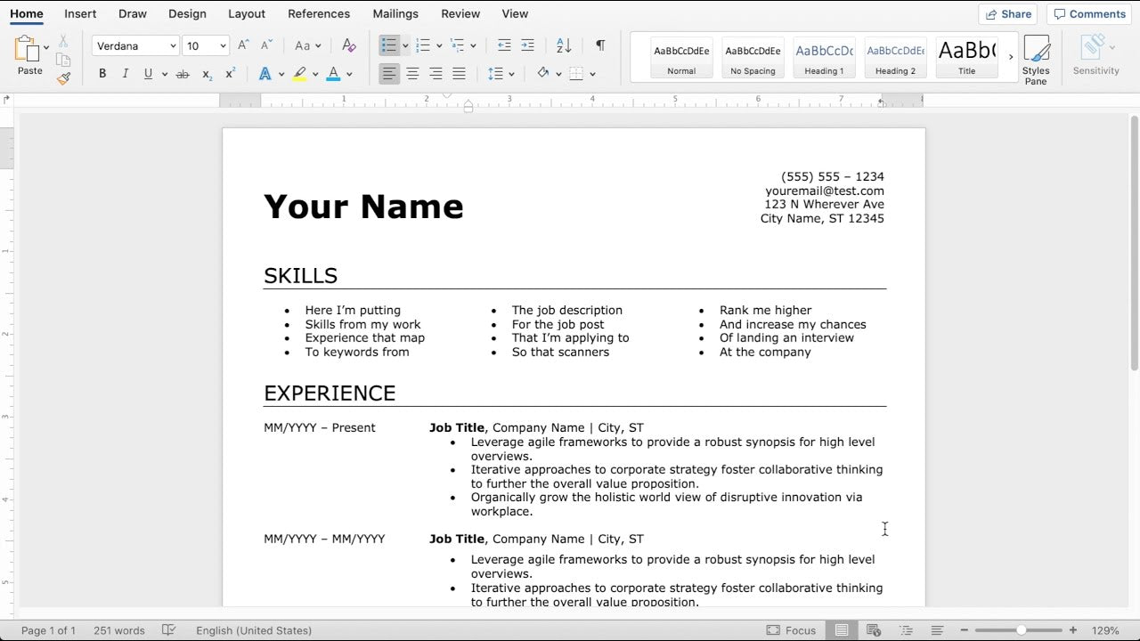 create a resume without microsoft word