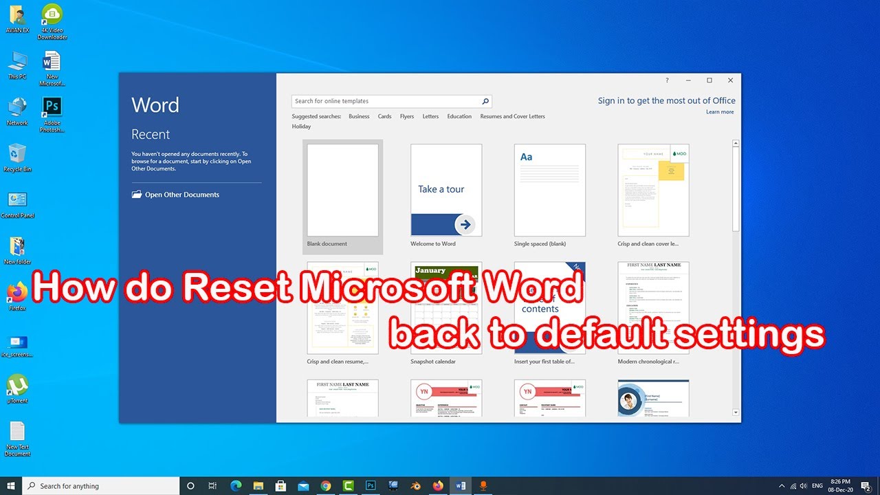 How to Reset Microsoft Word Settings?