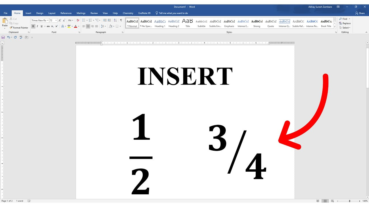 How to Make a Fraction in Microsoft Word?