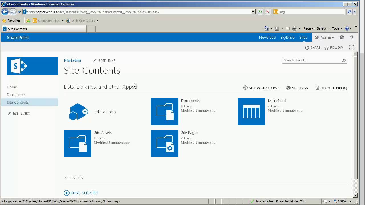 How To Create A Sharepoint Site 2013?