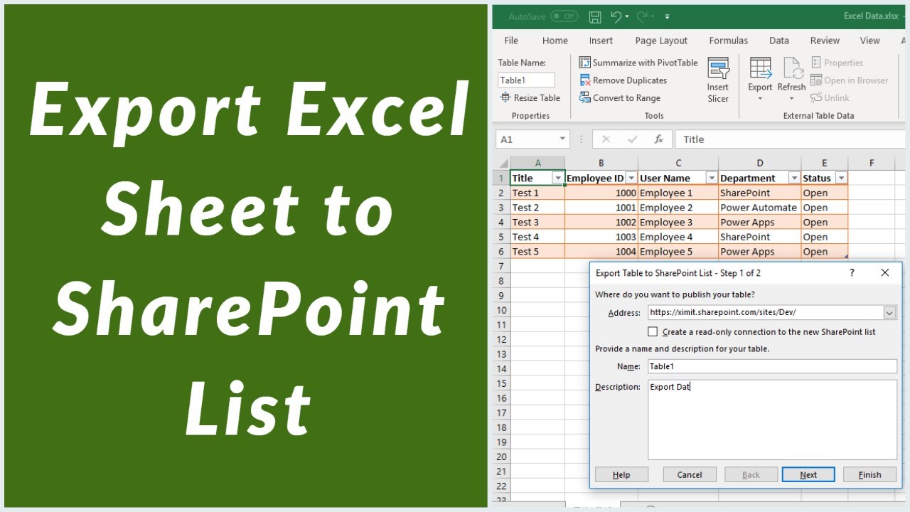 How To Export Excel To Sharepoint?