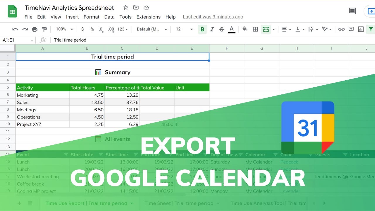 How to Export Google Calendar Into Excel?