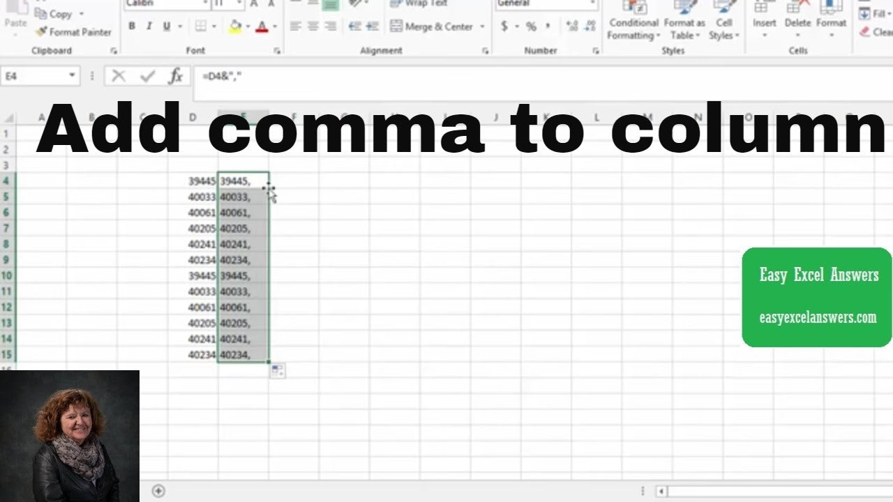 How to Add a Comma in Excel?