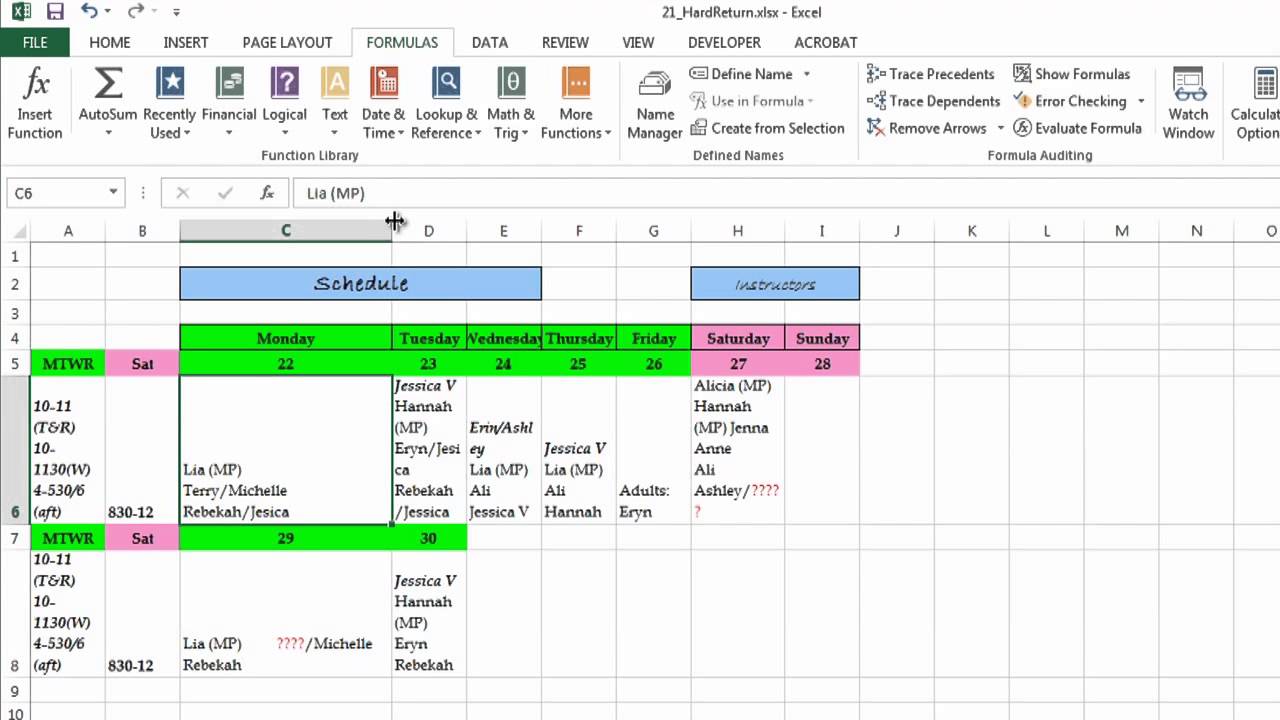 How to Do a Hard Return in Excel?