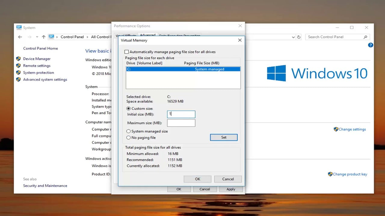 How to Set Virtual Memory in Windows 10?