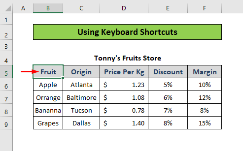 How to Select All Rows Below in Excel?