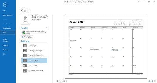 How To Print Microsoft Outlook Calendar?