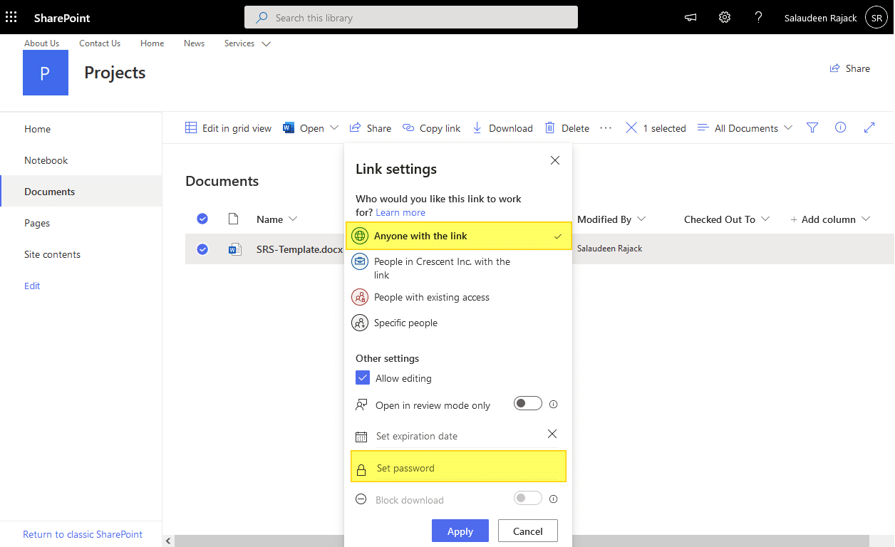 How To Password Protect A Sharepoint Folder?