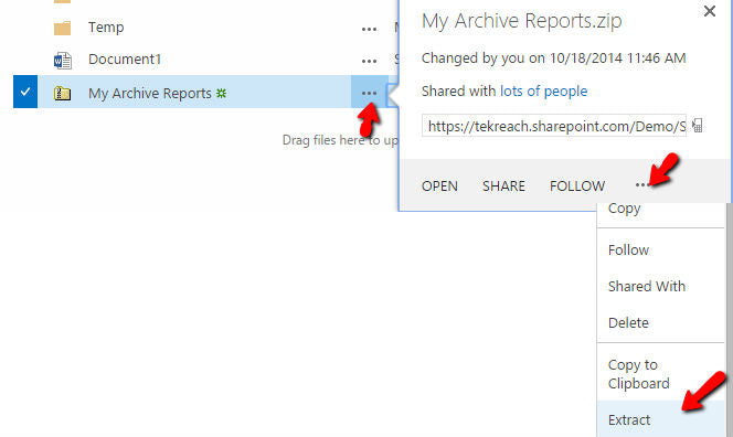 How To Unzip A File In Sharepoint?