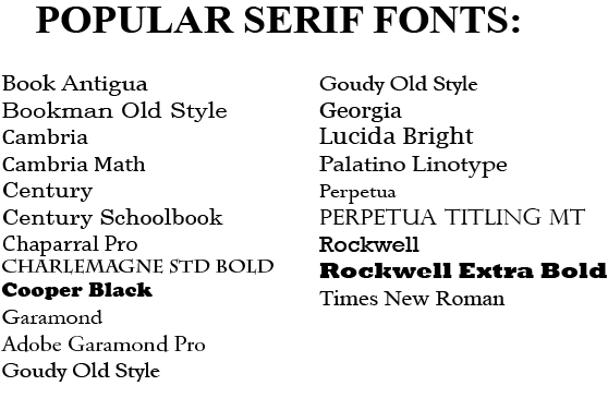 What Are The Serif Fonts In Microsoft Word?