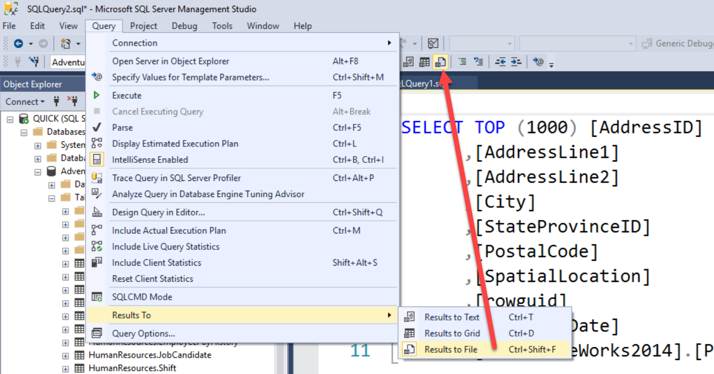 How to Export Sql Query Results to Excel Automatically?