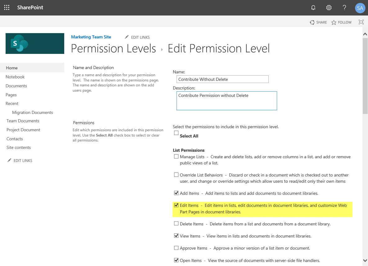 How To Change Permission Levels In Sharepoint?