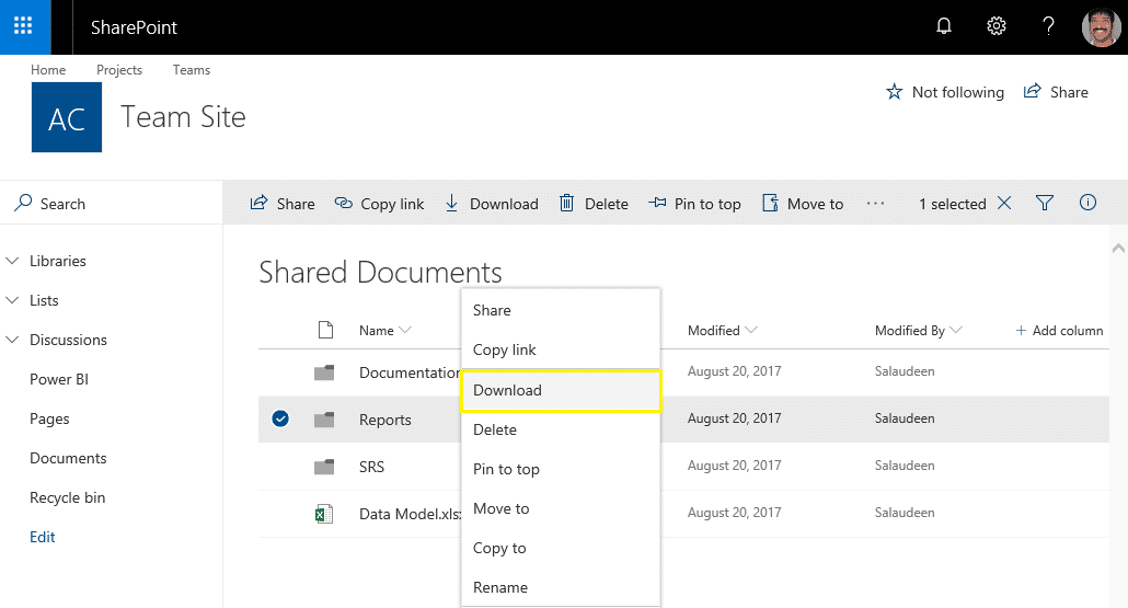 How To Download A Folder From Sharepoint?