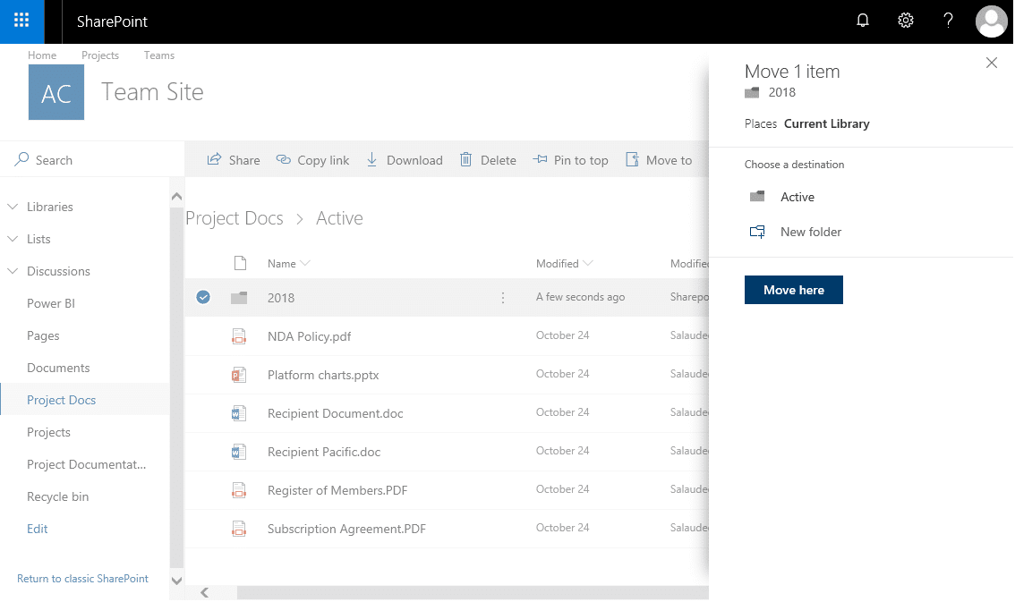 How To Move Folders Within Sharepoint?