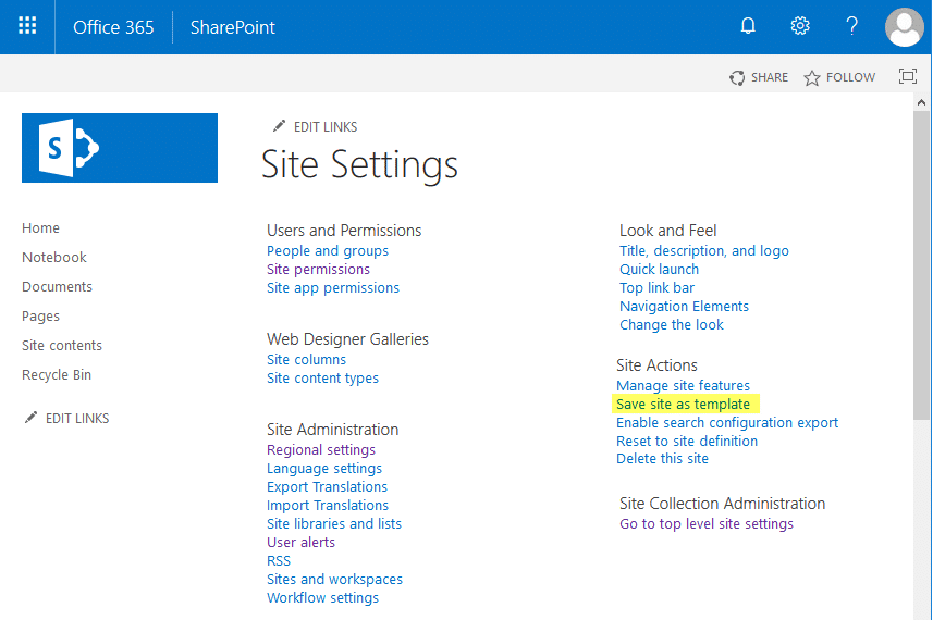 How To Save A Sharepoint Site As A Template?