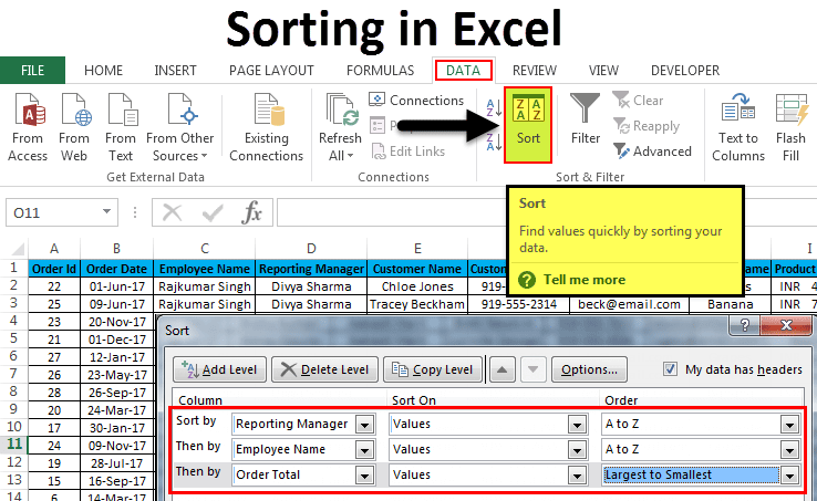 How to Sort Excel Spreadsheet?