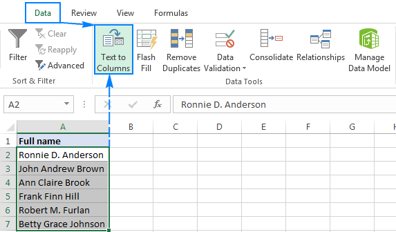 How to Separate Names in Excel to Two Columns?