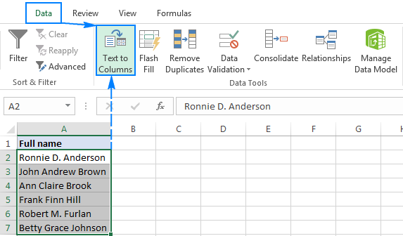 How to Split Names in Excel Into Two Columns?