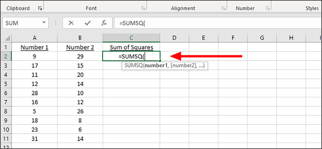 How to Calculate Sum of Squares in Excel?