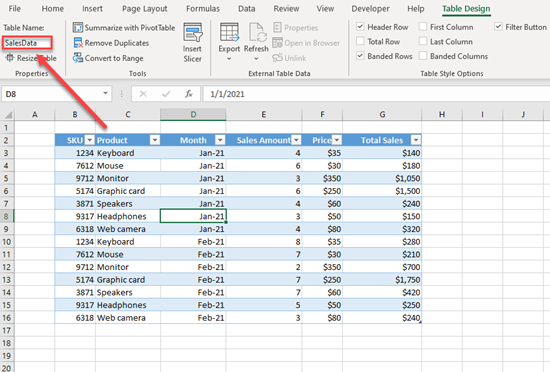 How to Rename Table in Excel?