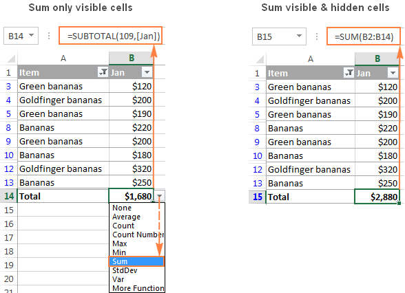 How to Sum a Filtered Column in Excel?