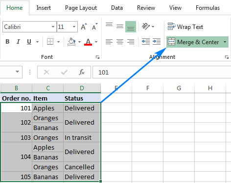 How to Merge Cells in Excell?