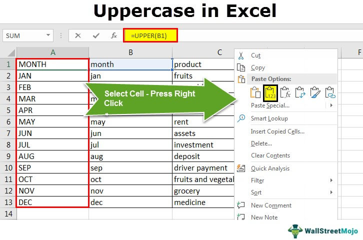 How to Uppercase in Excel?