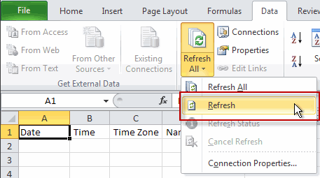 How to Refresh in Excel?