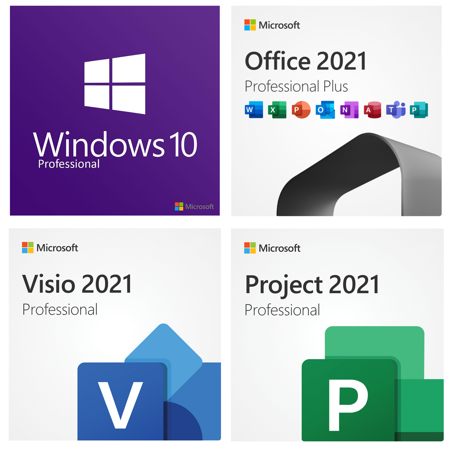 Win 10 Pro + Office 2021 ProPlus + Visio 2021 Pro + Project 2021 Pro